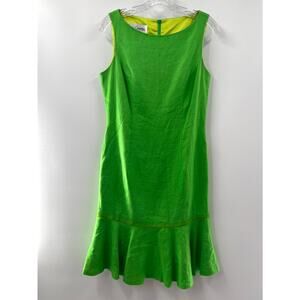 Sara Campbell Women's Green Solid Linen Scoop Neck Sleeveless Dress Size 6
